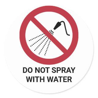 Do Not Spray With Water, Prohibition Sign Classic Round Sticker