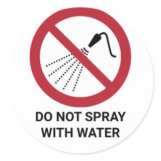 Do Not Spray With Water, Prohibition Sign Classic Round Sticker