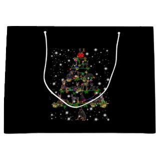 Doberman Christmas Tree Covered By Flashlight Large Gift Bag