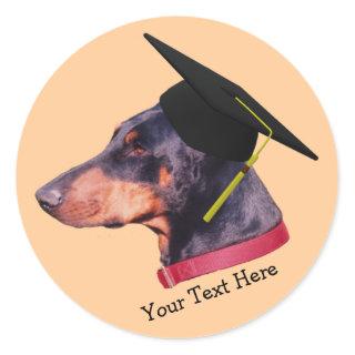 Doberman In Graduation Cap Dog Sticker