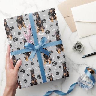 Doberman Pinscher Dog Paw Print Pattern