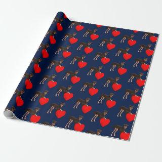 Doberman Pinscher With Heart Tiled Pattern