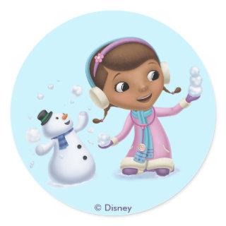 Doc McStuffins | Doc And Chilly Playing In  Snow Classic Round Sticker
