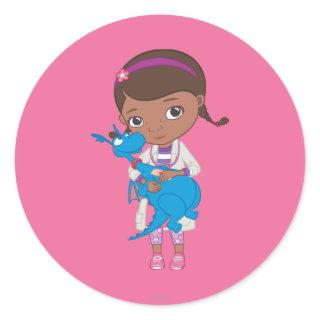 Doc McStuffins Holding  Stuffy Classic Round Sticker