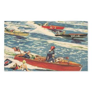 Dodge Motor Speed Boat Vintage Antique Row Ocean Rectangular Sticker