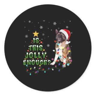 Dog Akita Is This Jolly Enough Santa Akita Dog Lig Classic Round Sticker