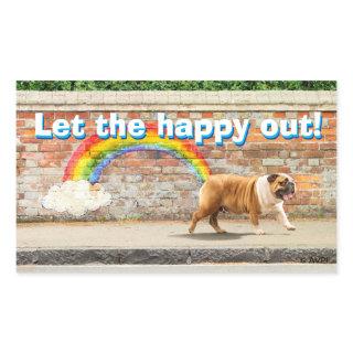 Dog and Rainbow Graffiti Rectangular Sticker