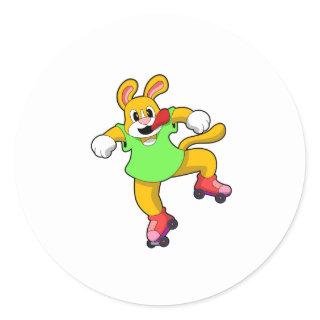 Dog as Inline Skater with Inline Skates Classic Round Sticker