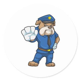 Dog as Police officer with Police uniform Classic Round Sticker