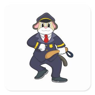 Dog as Police officer with Police uniform Square Sticker