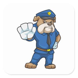 Dog as Police officer with Police uniform Square Sticker
