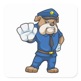 Dog as Police officer with Police uniform Square Sticker