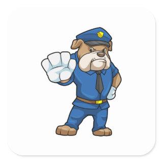 Dog as Police officer with Uniform Square Sticker
