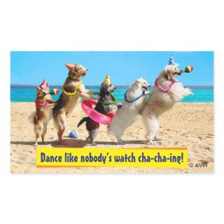 Dog Birthday Party Conga Line Rectangular Sticker