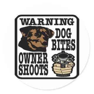Dog Bites Owner Shoots Classic Round Sticker