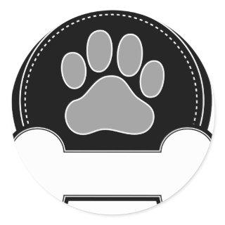 Dog Bone and Paw Classic Round Sticker