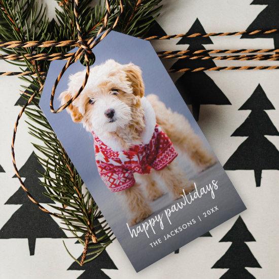 Dog Christmas | Modern Cute Puppy Happy Pawlidays Gift Tags