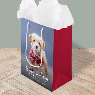 Dog Christmas | Modern Cute Puppy Happy Pawlidays Medium Gift Bag