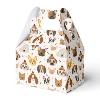 Dog Faces in Winter Hats Holiday Pattern Favor Boxes