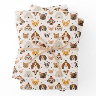 Dog Faces in Winter Hats Holiday Pattern  Sheets