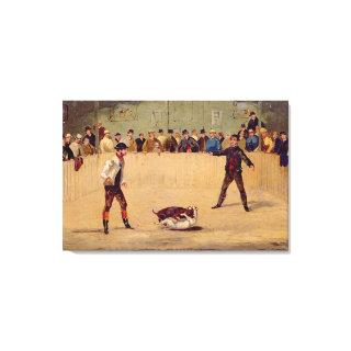 Dog Fighting (oil on paper) Canvas Print