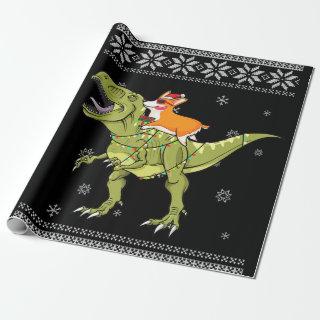 Dog Gift | Corgi Riding T Rex Dinosaur Christmas
