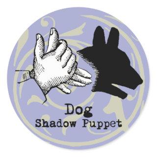 Dog Hand Puppet Shadow Games Vintage Classic Round Sticker