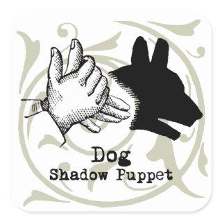 Dog Hand Puppet Shadow Games Vintage Square Sticker