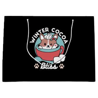 Dog in Festive Mug for Holiday Vibes - Winter Coco Large Gift Bag