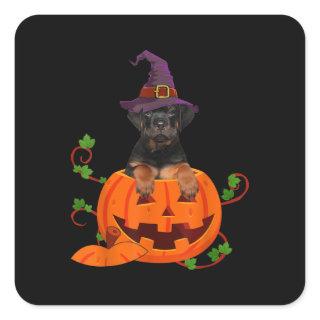 Dog Lover Funny Rottweiler Pumpkin Halloween Lover Square Sticker