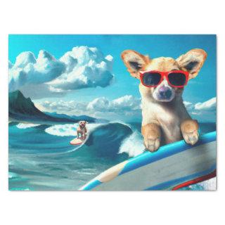 Dog on Surfboard Wearing Sunglasses AI Art Tissue Paper