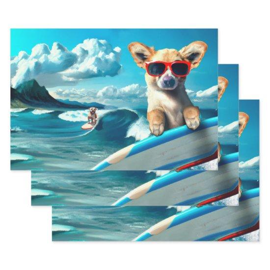 Dog on Surfboard Wearing Sunglasses AI Art  Sheets
