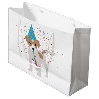 Dog Partying - Animals Puppy Having a Party Large Gift Bag