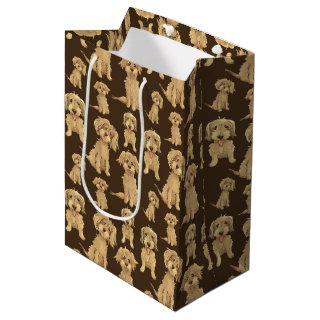 Dog Pattern Brown labradoodle goldendoodle Medium Gift Bag