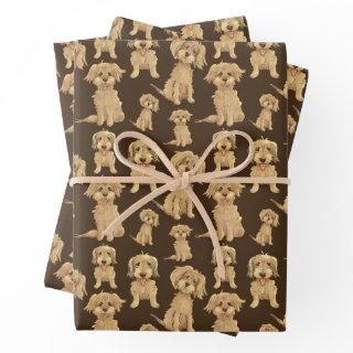 Dog Pattern Brown labradoodle goldendoodle  Sheets
