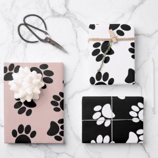 Dog Paw Pattern On Rose Gold Black And White  Sheets