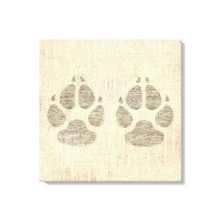 Dog Paw Print Art with Script Paper Background