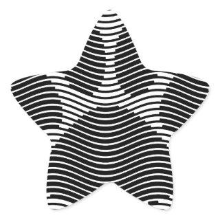 Dog Paw Print On Black And White Waves Star Sticker