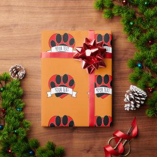 Dog Paw Print Red Heart Banner