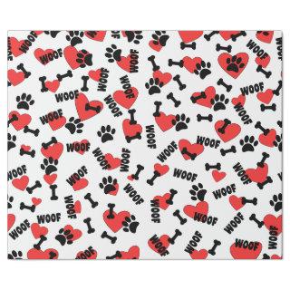 Dog Paw Prints Bones Heart And Woofs Pattern