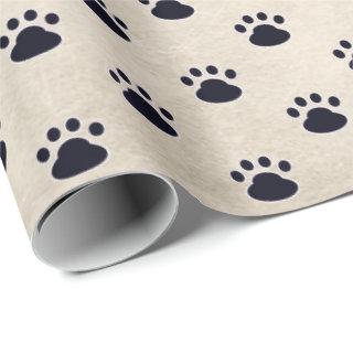 Dog Paw Prints On Beige Background
