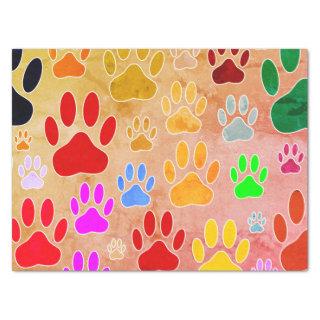 Dog Paw Prints On Vintage Background Tissue Paper