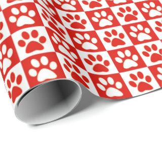 Dog Paw Prints red and white