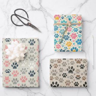 Dog Paw Prints  Flat Sheet Set of 3