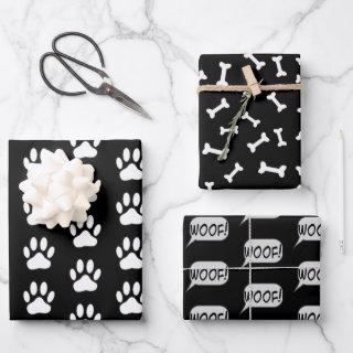 Dog Paws Bones Dog Lovers Black And White Pattern  Sheets
