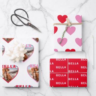 Dog Photo Name Pink Red Heart Pet  Sheets