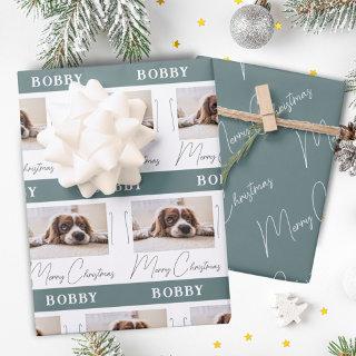 Dog Photo Pet Family Minimalist Merry Christmas   Sheets