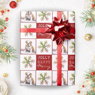 Dog Puppy Pet Photo Snowflake Red Christmas
