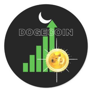 Dogecoin to the Moon Crypto   Classic Round Sticker