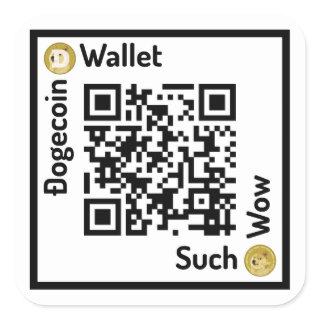 Dogecoin Wallet QR Code Square Sticker
